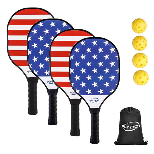 Flydot Wood Paddle Set — 4 Paddles, 4 Balls & Bag