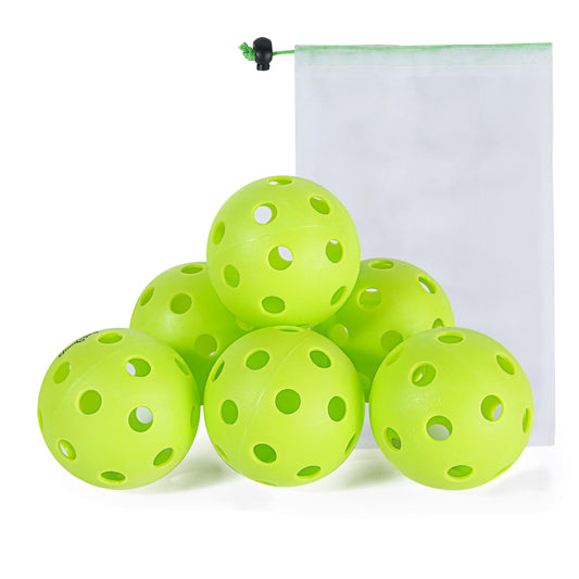 Indoor Pickleballs — 6-Pack with Mesh Bag